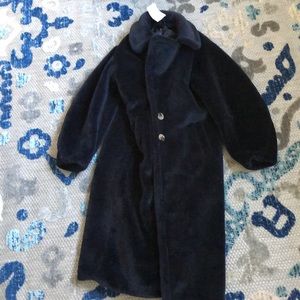 Something Navy fuzzy navy coat XS